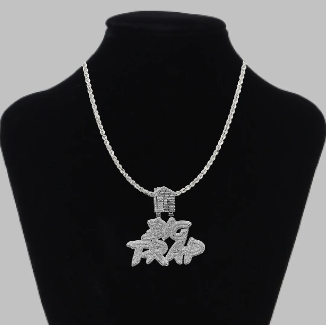 Big Trap Special Bail Iced Out Letter Diamond Pendant Necklace - Image 2