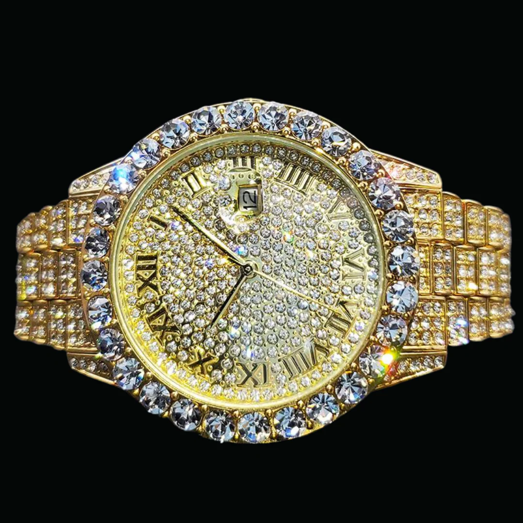 Bling Tennis Body Roman Numerals Iced Out Diamond Watch - Image 10