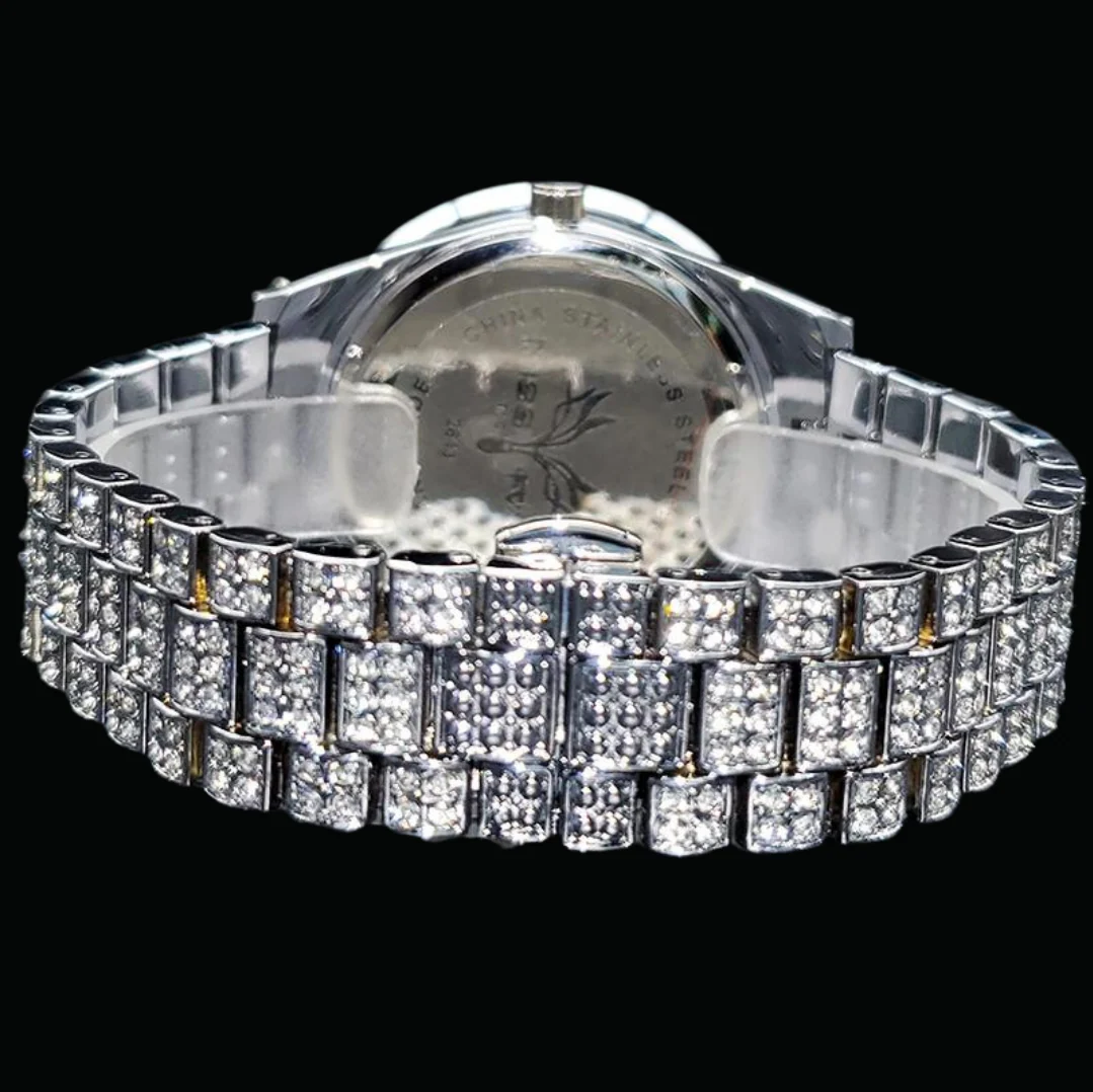 Bling Tennis Body Roman Numerals Iced Out Diamond Watch - Image 5