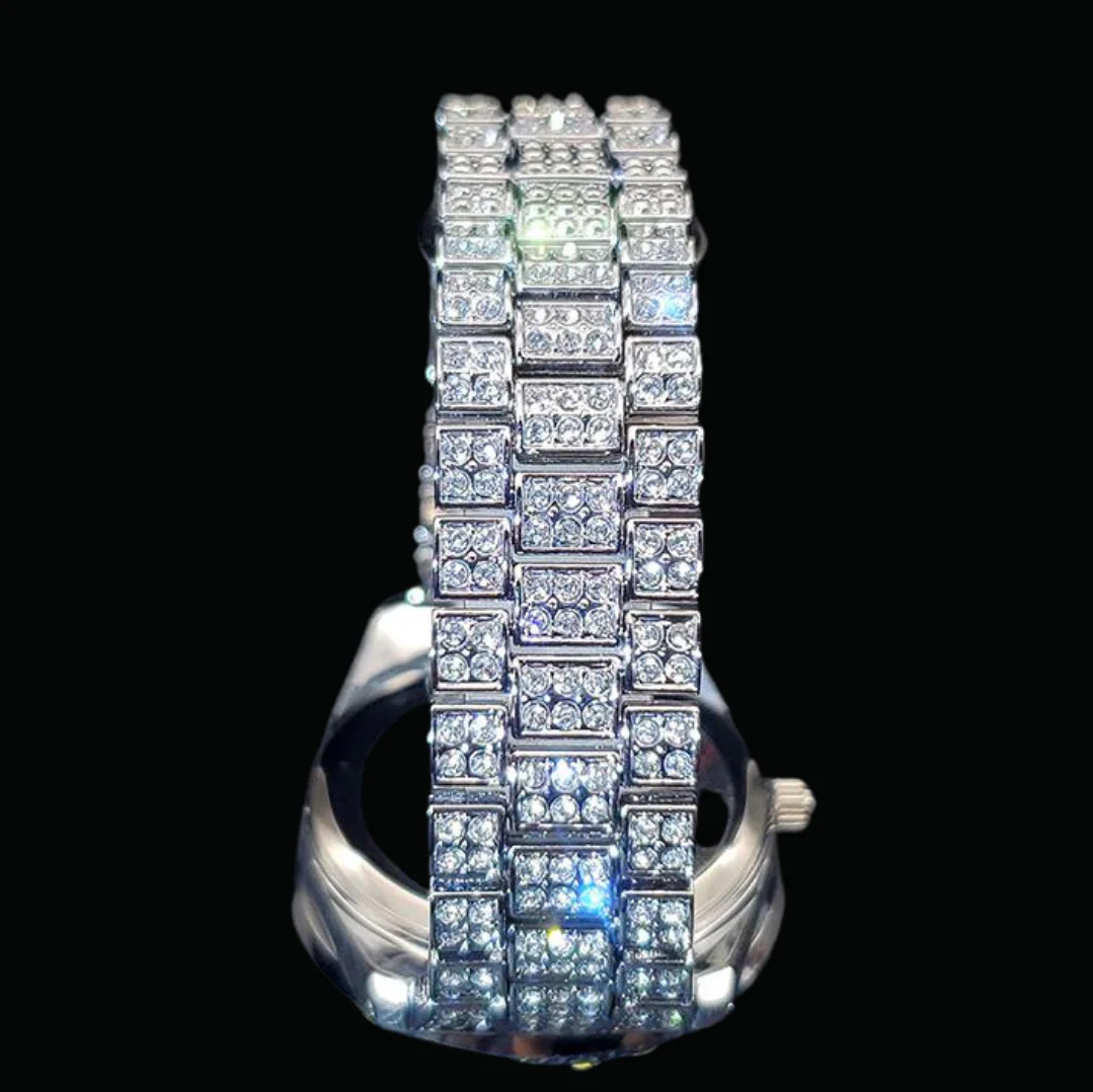 Bling Tennis Body Roman Numerals Iced Out Diamond Watch - Image 7