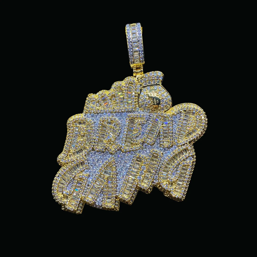 Bread Gang Iced Out Letter Diamond Pendant Necklace - Image 4