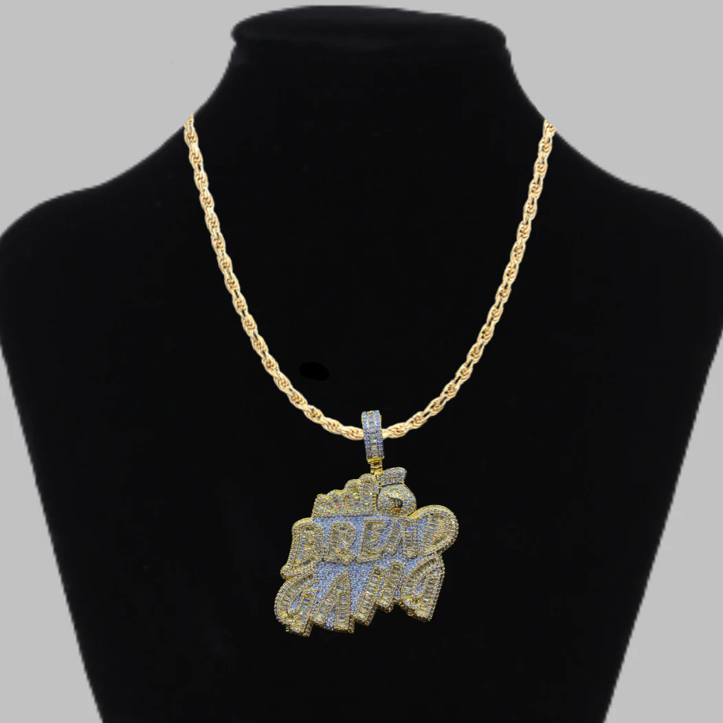 Bread Gang Iced Out Letter Diamond Pendant Necklace - Image 5