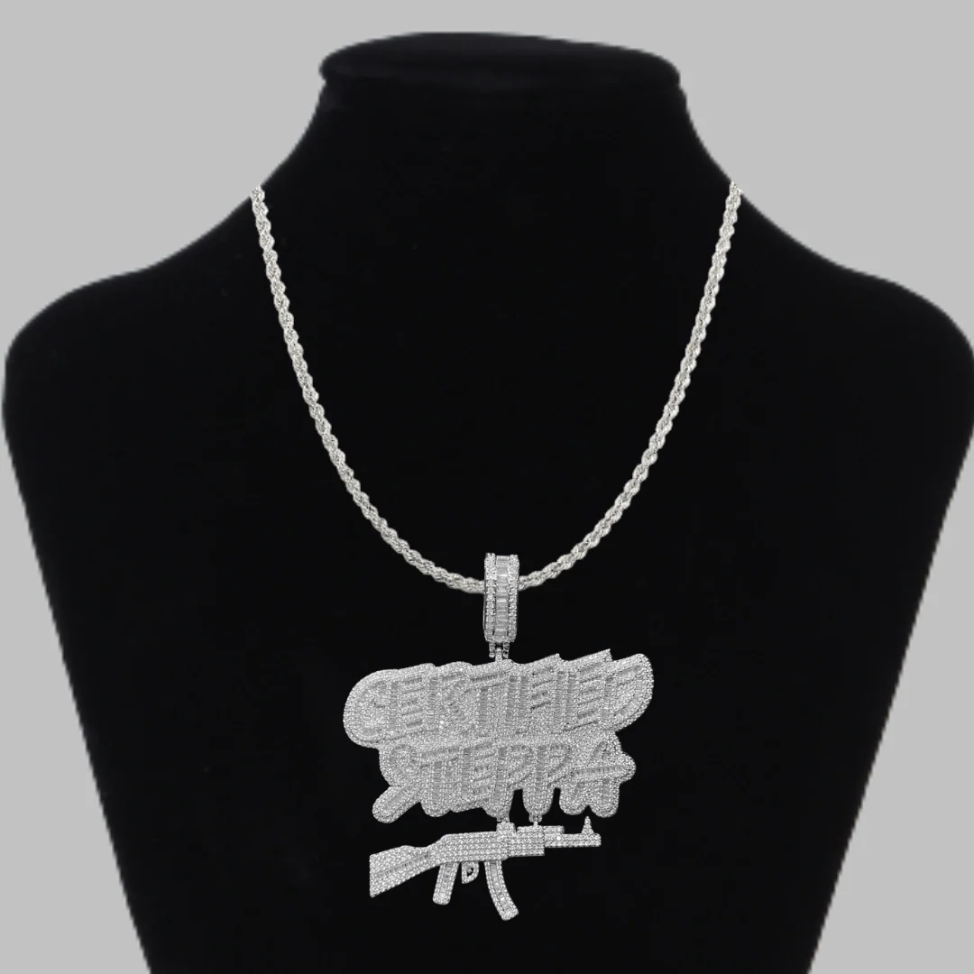 Certified Steppa Iced Out Letter Diamond Pendant Necklace - Image 2
