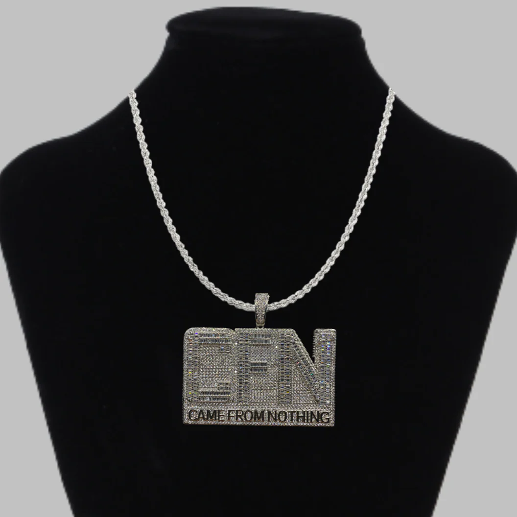 CFN Came From Nothing Iced Out Letter Diamond Pendant Necklace - Image 2