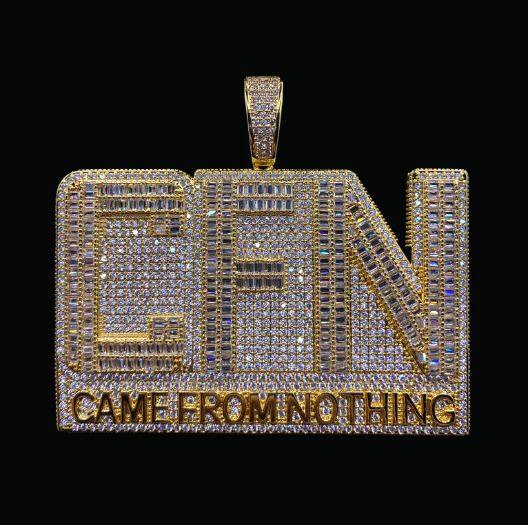 CFN Came From Nothing Iced Out Letter Diamond Pendant Necklace - Image 3