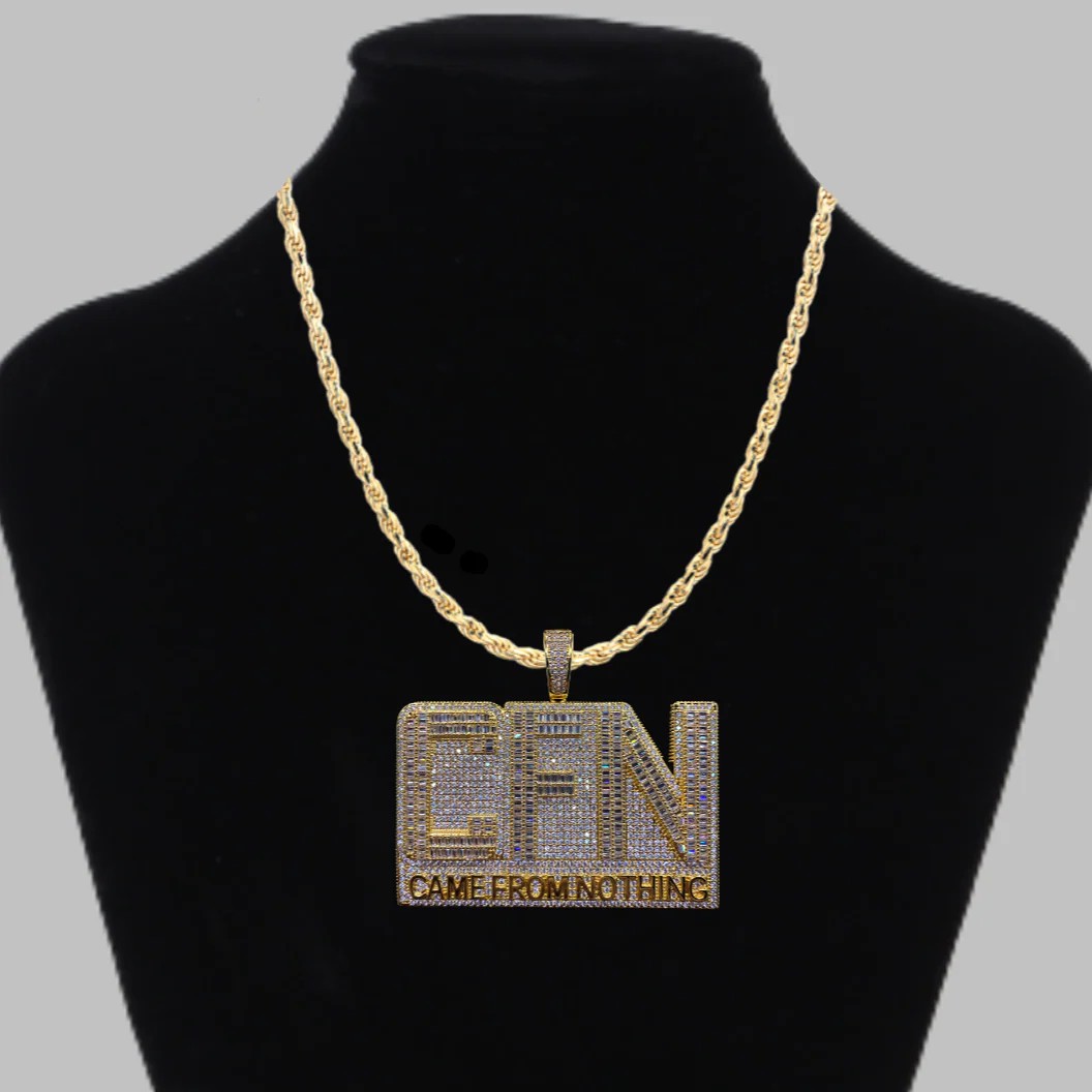 CFN Came From Nothing Iced Out Letter Diamond Pendant Necklace - Image 4