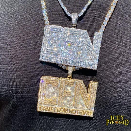 CFN Came From Nothing Iced Out Letter Diamond Pendant Necklace - Image 6