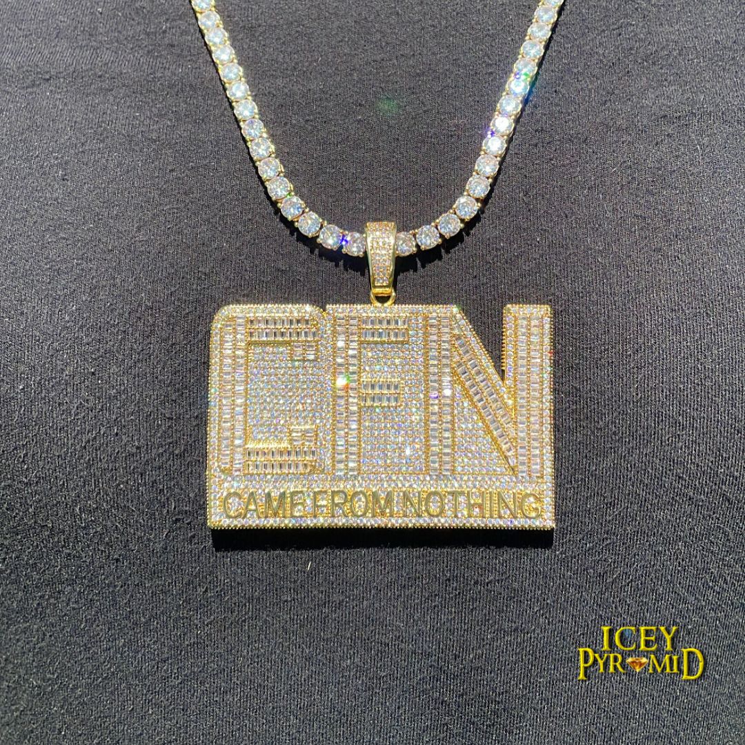 CFN Came From Nothing Iced Out Letter Diamond Pendant Necklace - Image 7