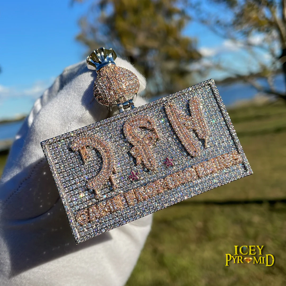 CFN Came From Nothing v2 Money Bag Bail Iced Out Letter Diamond Pendant Necklace - Image 3