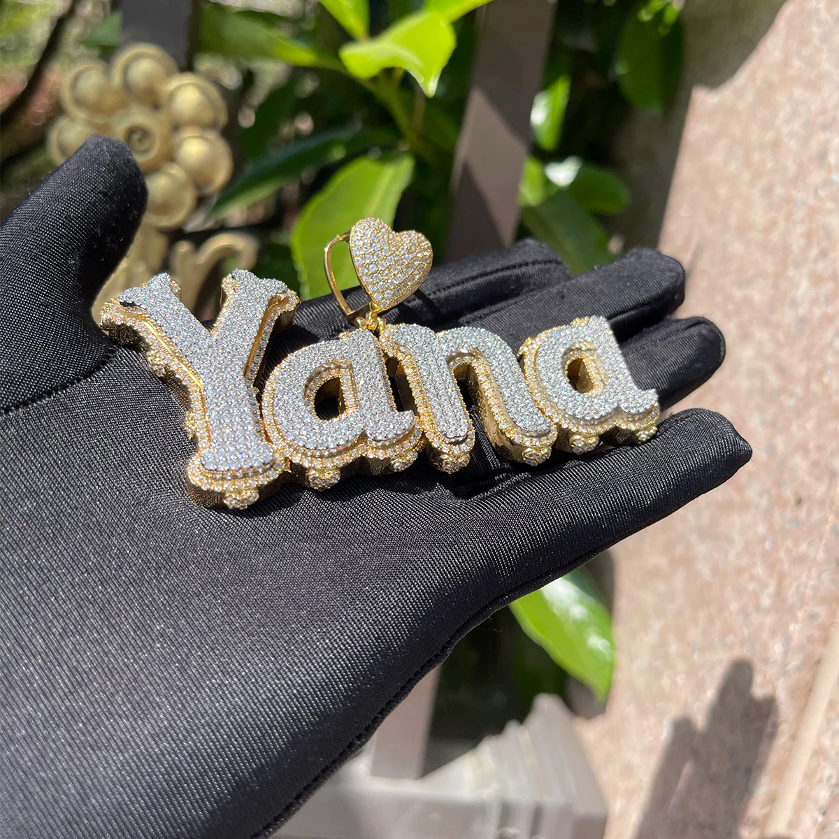 Charming Glow Heart Bail Iced Out Personalized Custom Name Necklace Pendant - Image 2