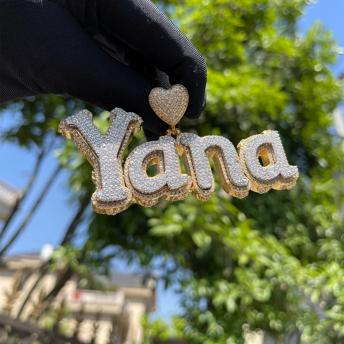Charming Glow Heart Bail Iced Out Personalized Custom Name Necklace Pendant - Image 4