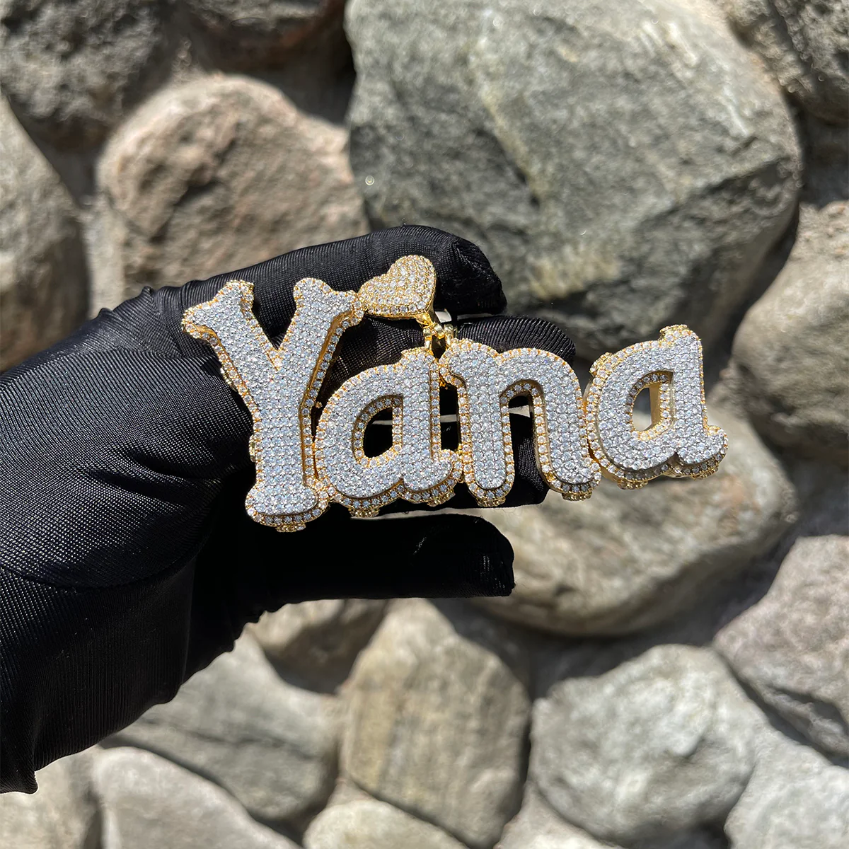 Charming Glow Heart Bail Iced Out Personalized Custom Name Necklace Pendant - Image 5