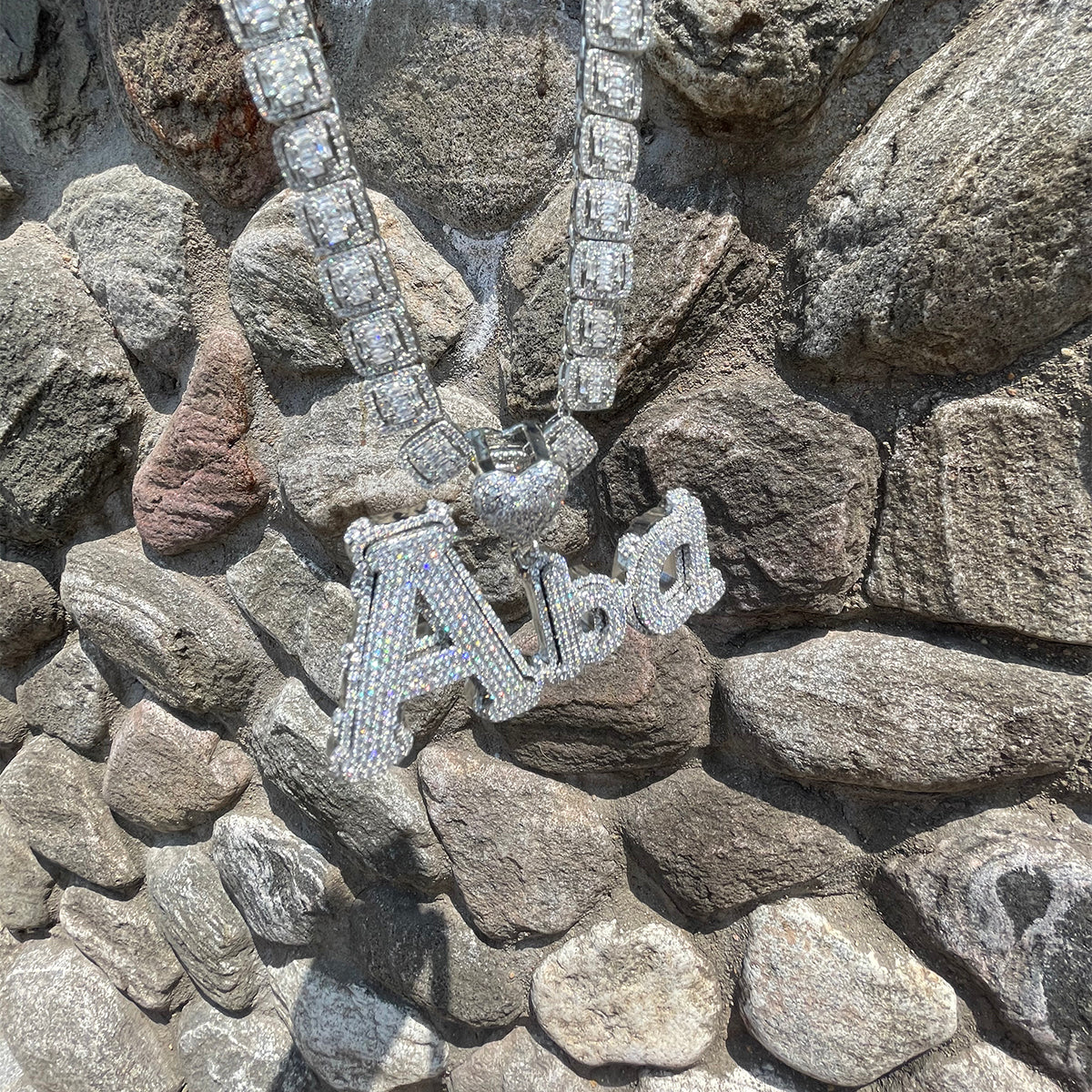 Charming Glow Heart Bail Iced Out Personalized Custom Name Necklace Pendant - Image 7