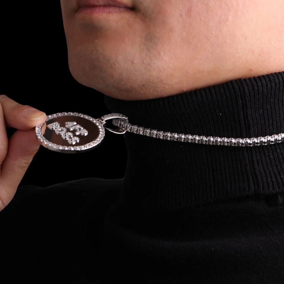 Circle Tennis Iced Out Personalized Custom Name Necklace Pendant - Image 5