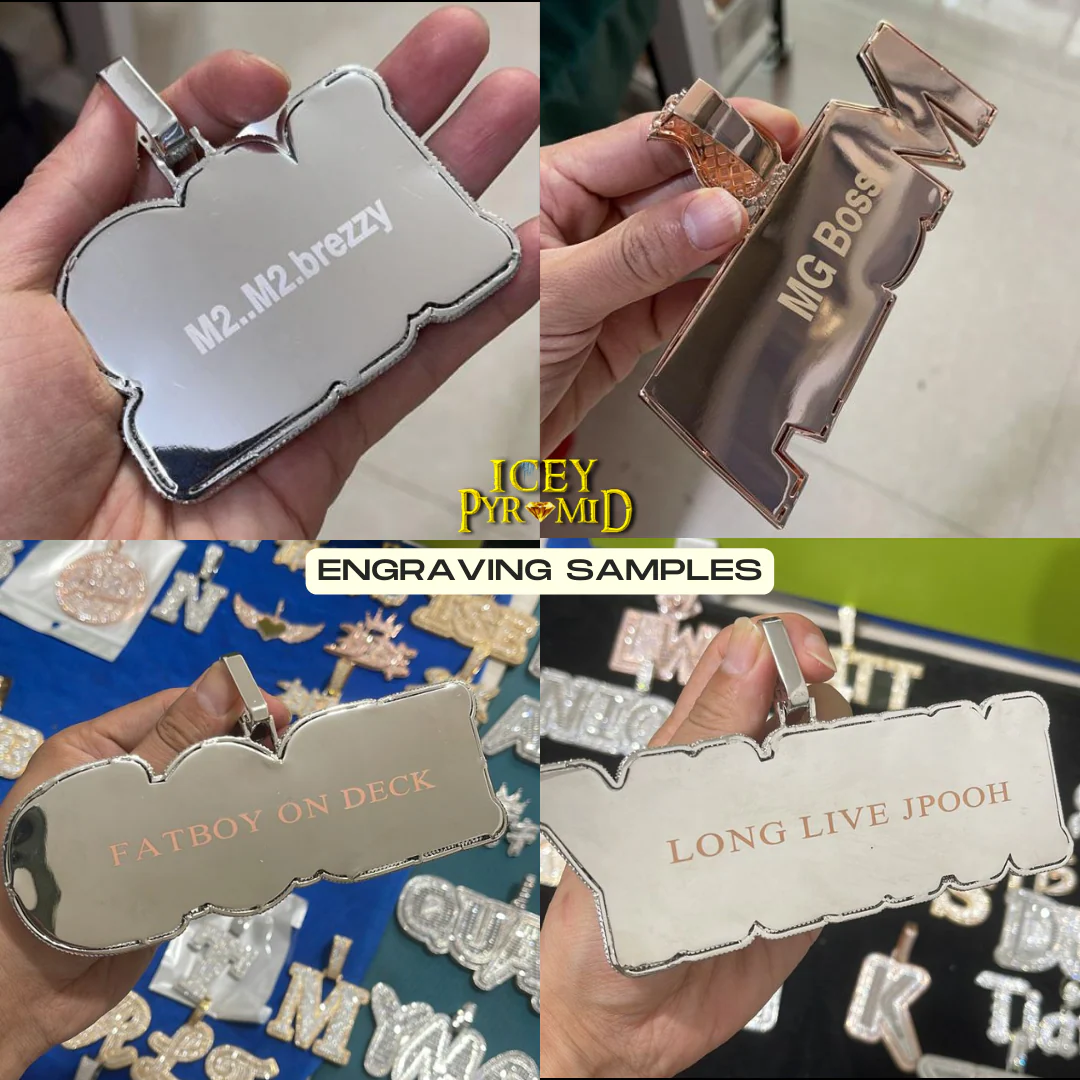 Clear Luxury Two Tone Iced Out Personalized Custom Name Necklace Pendant - Image 2