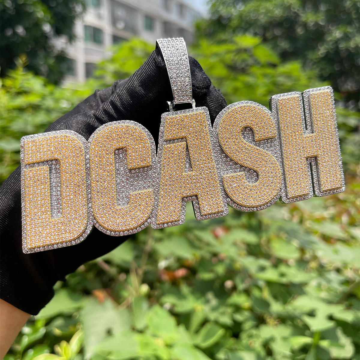 Clear Luxury Two Tone Iced Out Personalized Custom Name Necklace Pendant - Image 3