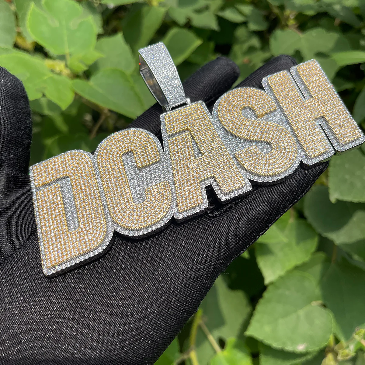 Clear Luxury Two Tone Iced Out Personalized Custom Name Necklace Pendant - Image 4