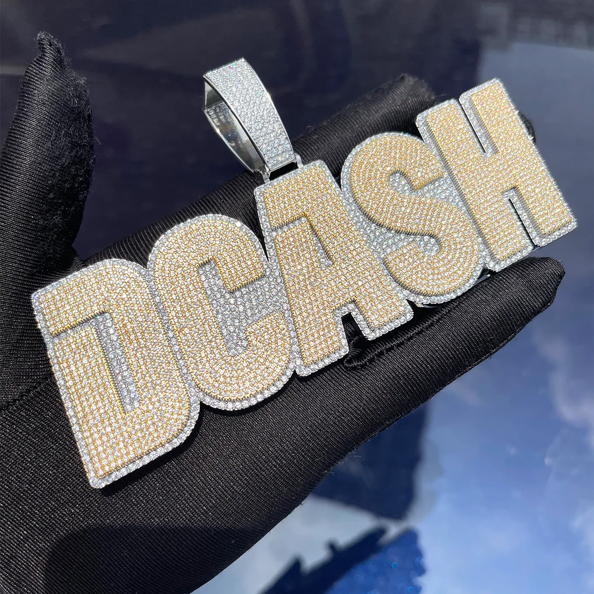 Clear Luxury Two Tone Iced Out Personalized Custom Name Necklace Pendant - Image 5