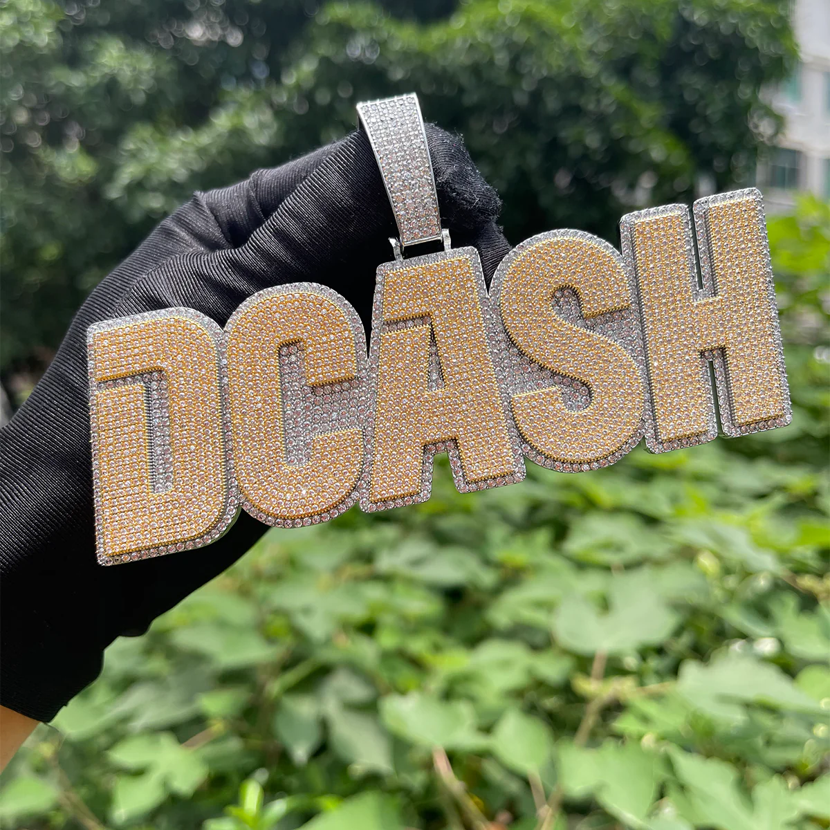 Clear Luxury Two Tone Iced Out Personalized Custom Name Necklace Pendant - Image 6
