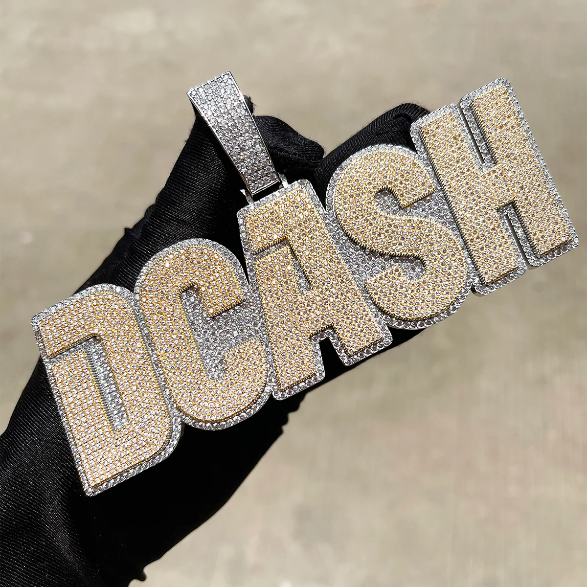 Clear Luxury Two Tone Iced Out Personalized Custom Name Necklace Pendant - Image 7