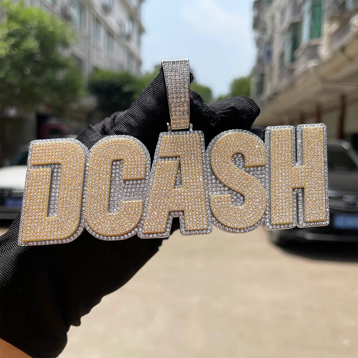 Clear Luxury Two Tone Iced Out Personalized Custom Name Necklace Pendant - Image 8