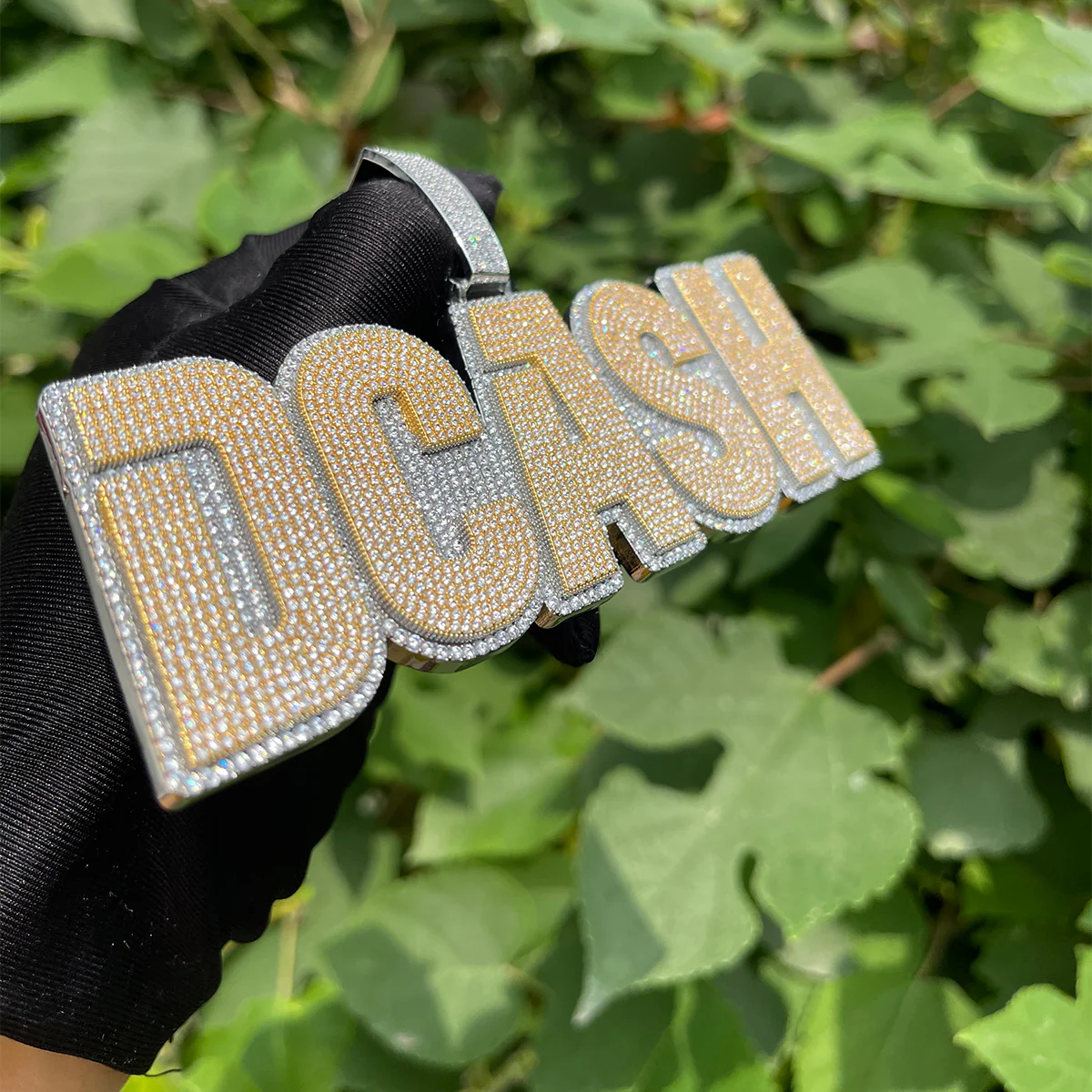 Clear Luxury Two Tone Iced Out Personalized Custom Name Necklace Pendant - Image 9