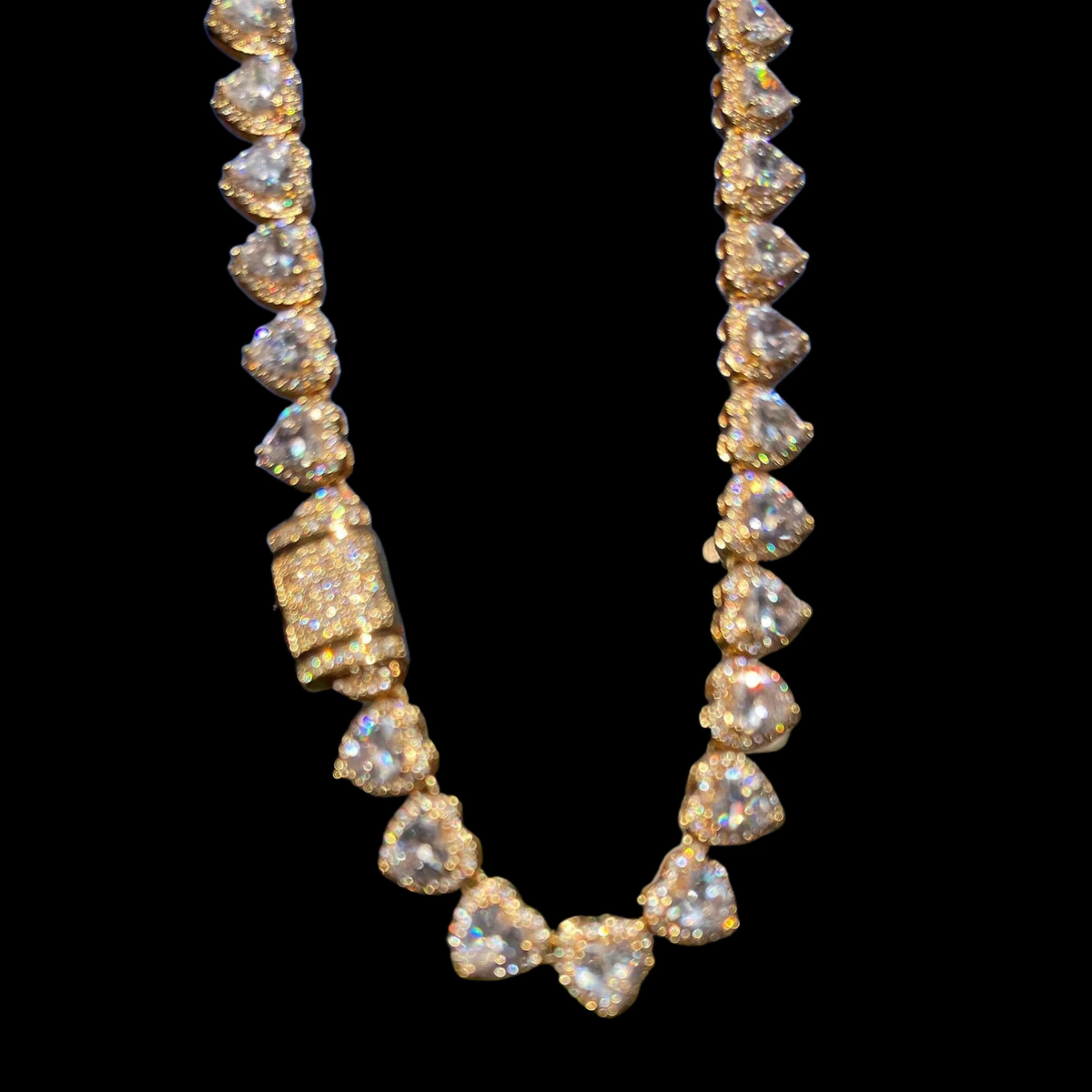 10MM Heart Shaped Clustered Iced Out Diamond Necklace Chain - Image 5
