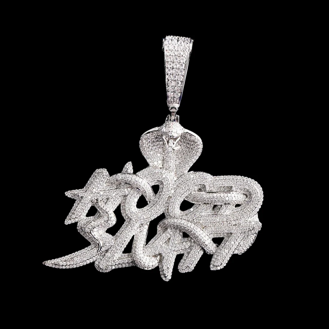 Cobra Hood Slatt Iced Out Diamond Pendant Necklace