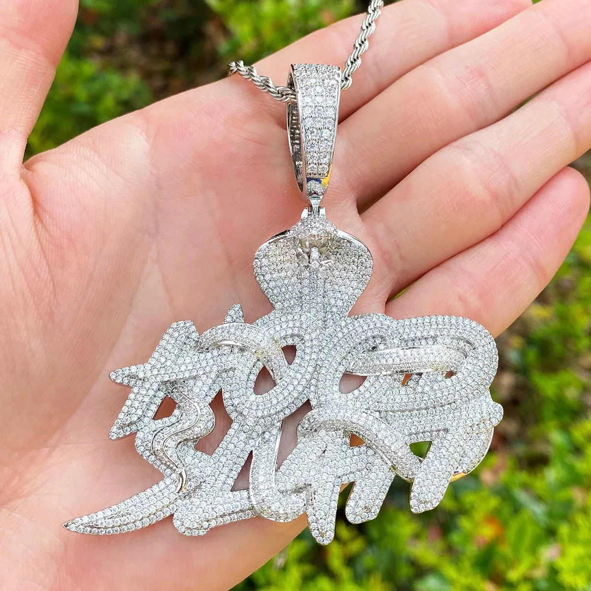 Cobra Hood Slatt Iced Out Diamond Pendant Necklace - Image 3