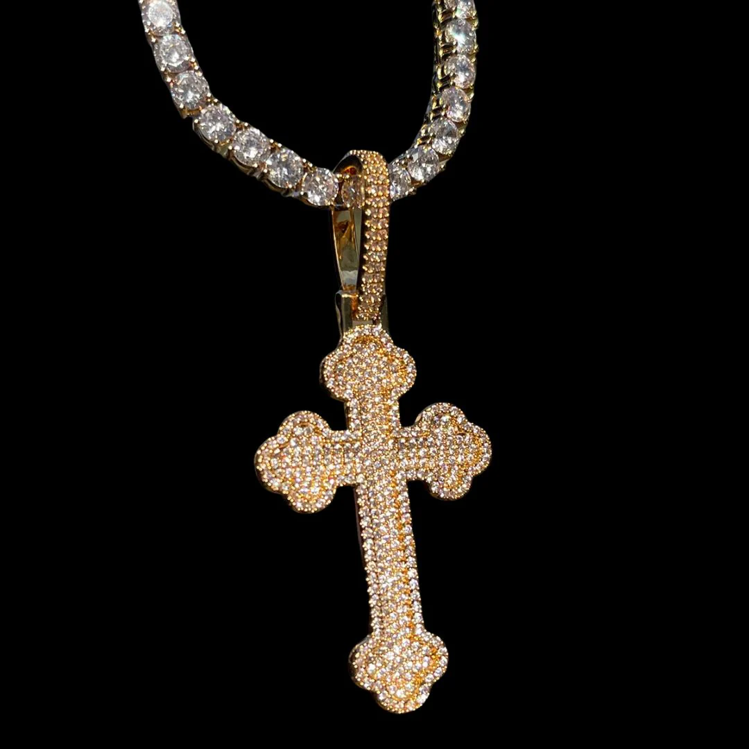 Cross Baguette Edition Iced Out Diamond Pendant Necklace - Image 3