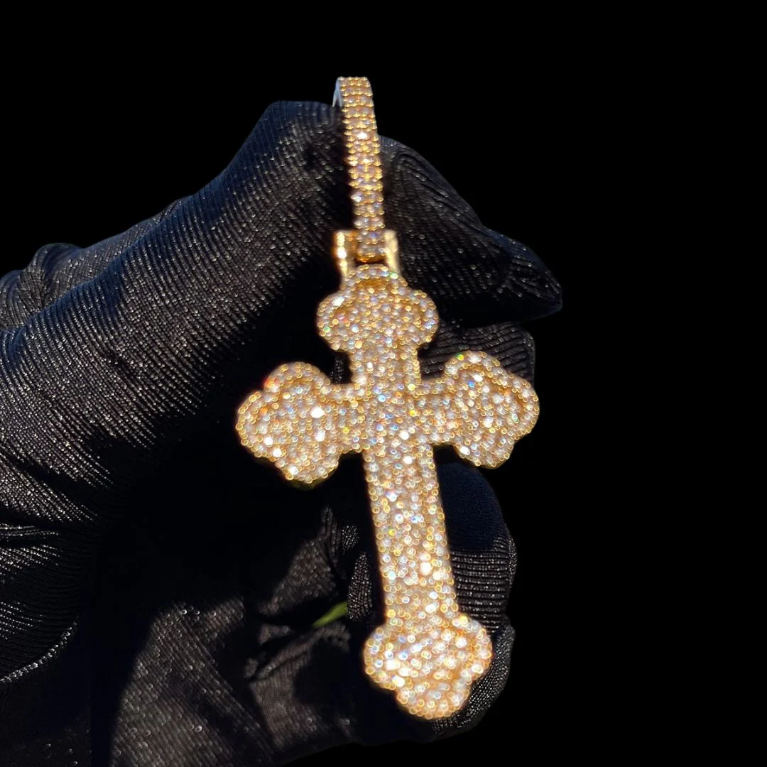 Cross Baguette Edition Iced Out Diamond Pendant Necklace - Image 4