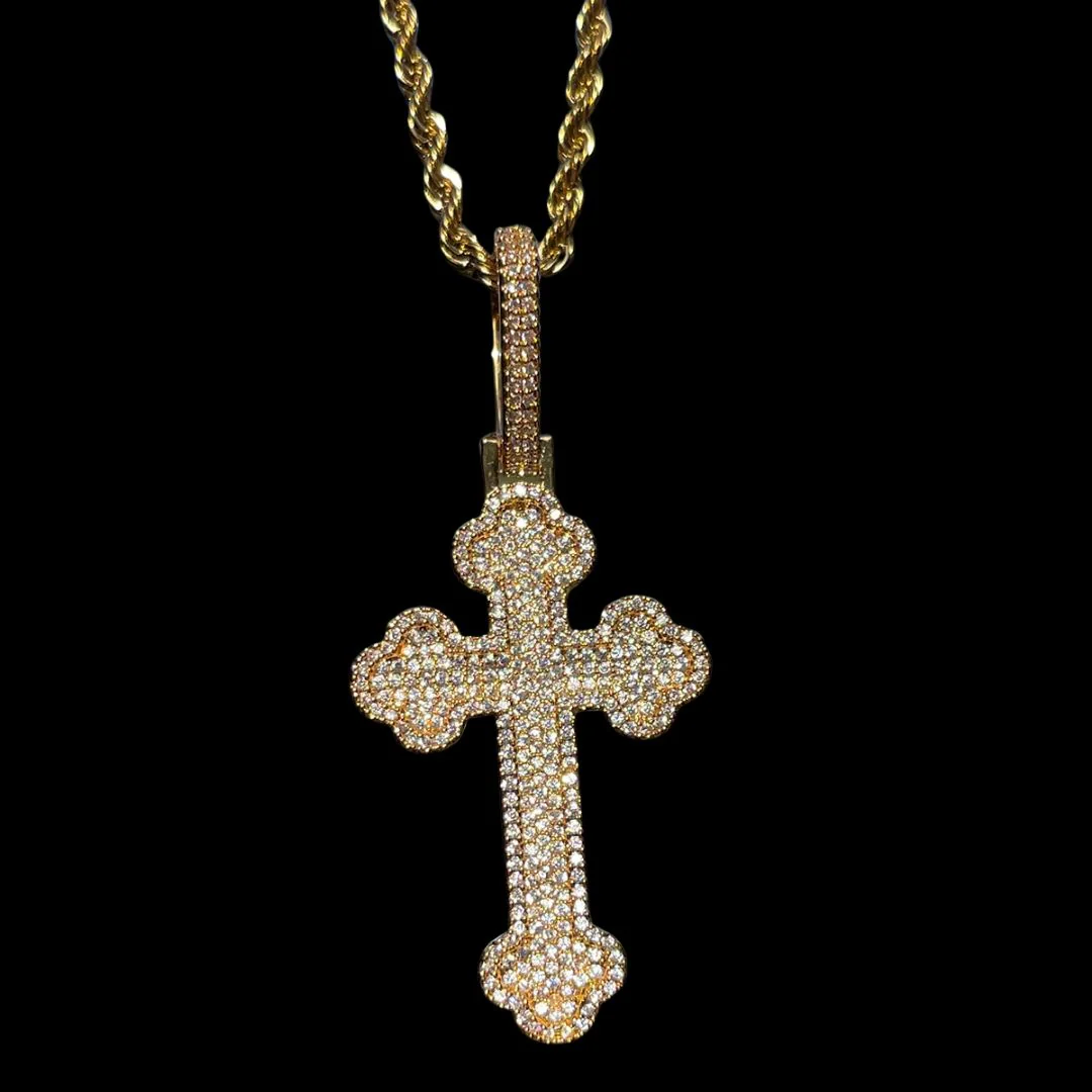Cross Baguette Edition Iced Out Diamond Pendant Necklace - Image 5
