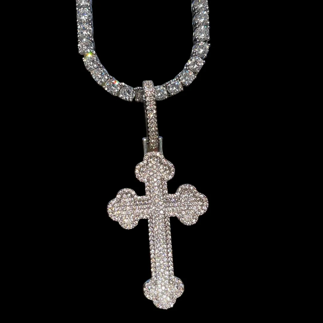 Cross Baguette Edition Iced Out Diamond Pendant Necklace - Image 6