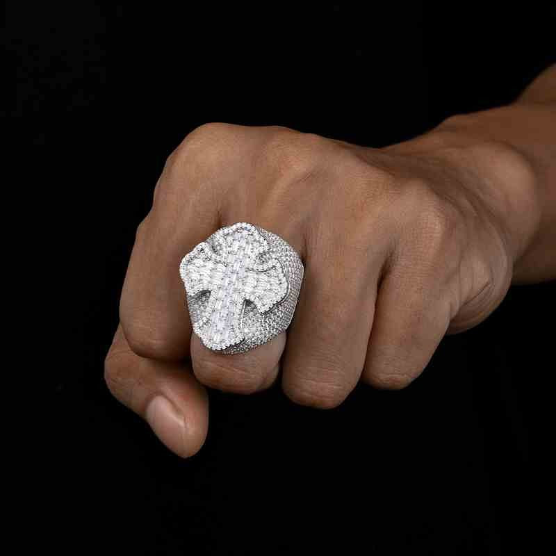 Cross Baguette Iced Out Diamond Ring - Image 2