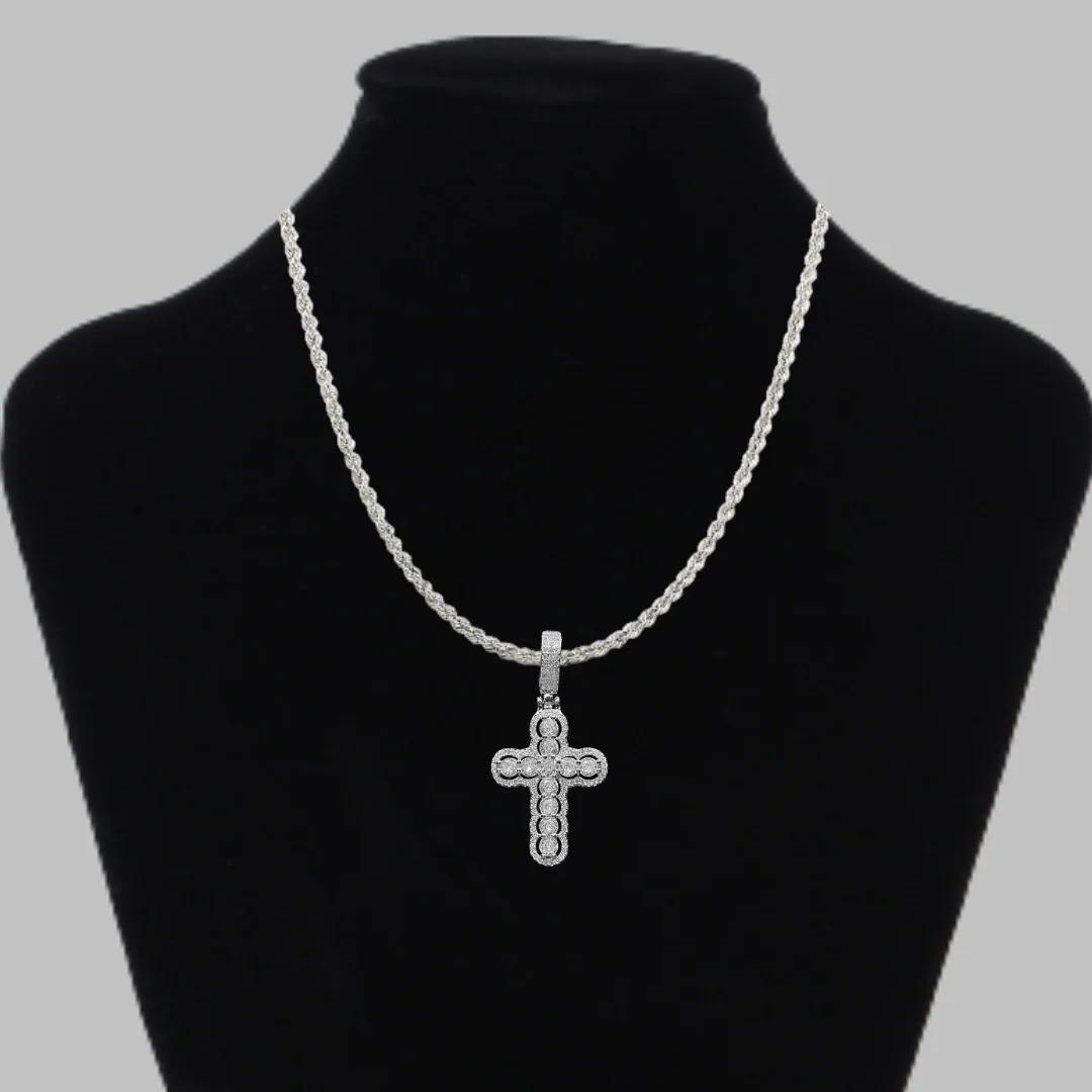 Cross Hollow Diamond Edition Iced Out Pendant Necklace - Image 2