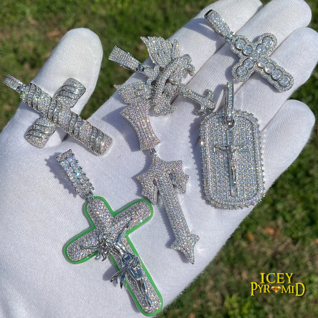 Cross Hollow Diamond Edition Iced Out Pendant Necklace - Image 3