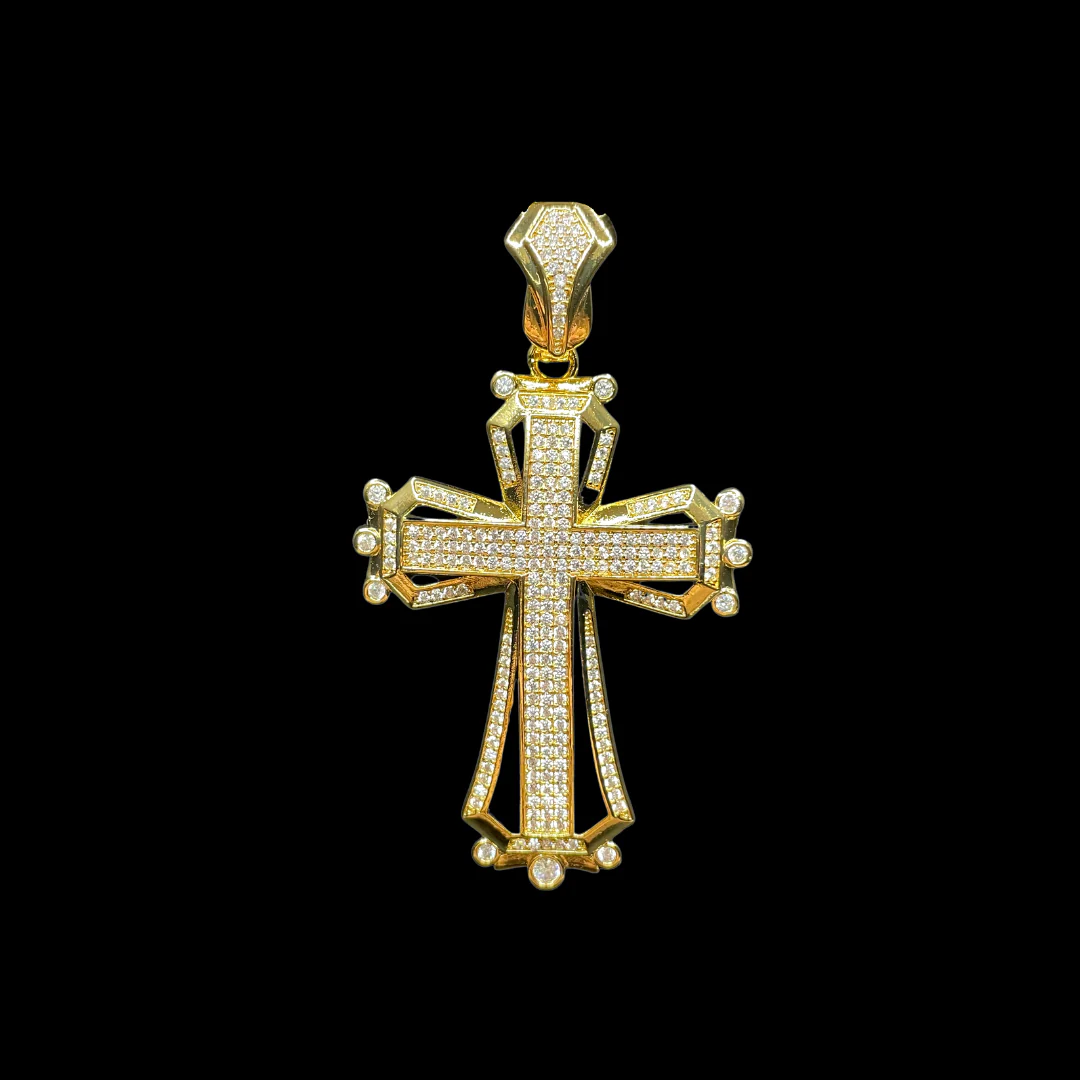 Cross Hollow Shape Iced Out Diamond Pendant Necklace - Image 3