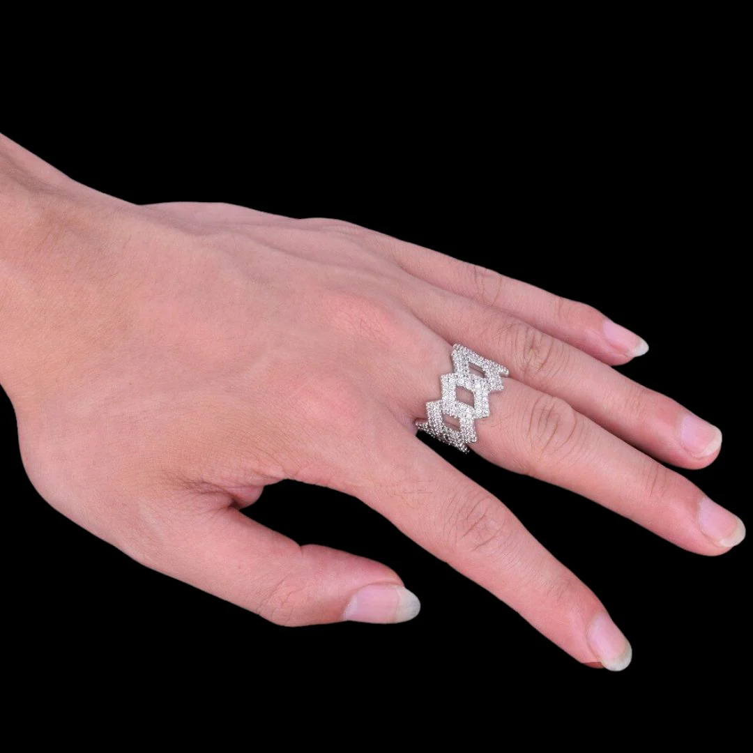 Crown Miami Cuban Link Iced Out Diamond Ring - Image 9