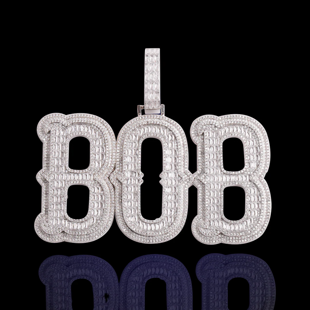 Cursive Iced Out Personalized Custom Name Necklace Pendant - Image 3