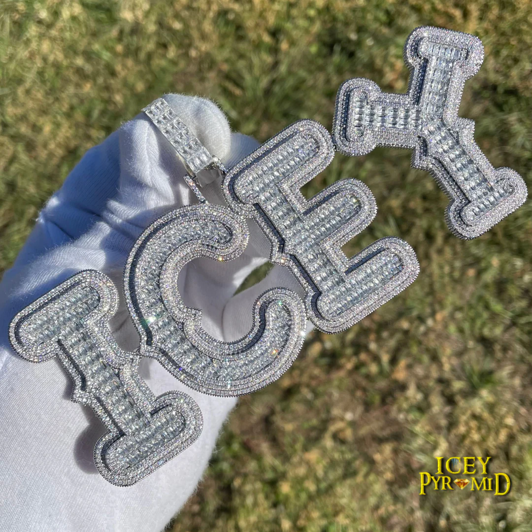 Cursive Two Layers Iced Out Personalized Custom Name Necklace Pendant - Image 10
