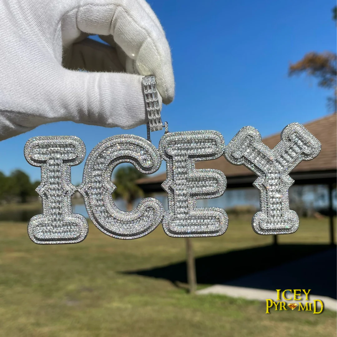 Cursive Two Layers Iced Out Personalized Custom Name Necklace Pendant - Image 11