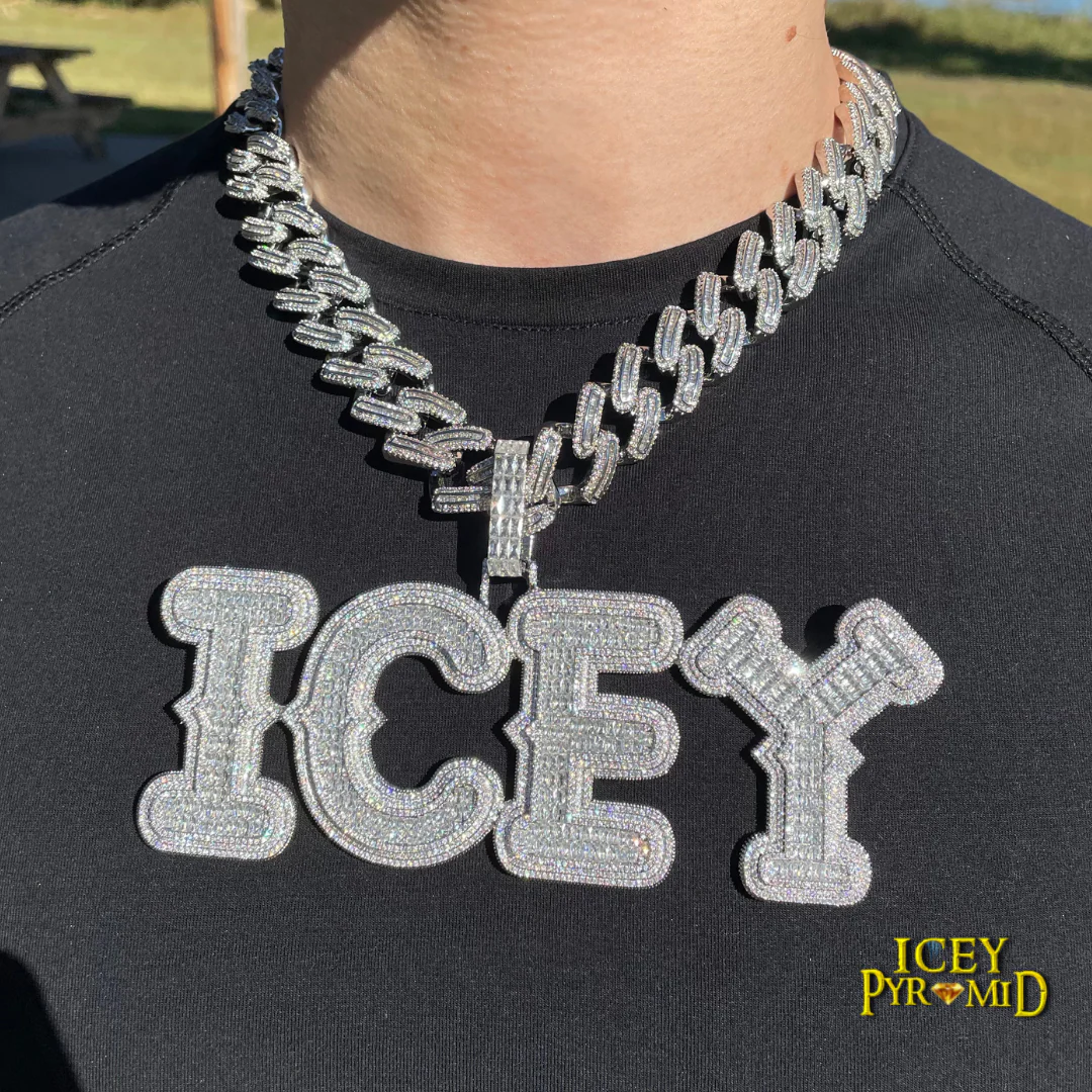Cursive Two Layers Iced Out Personalized Custom Name Necklace Pendant - Image 17