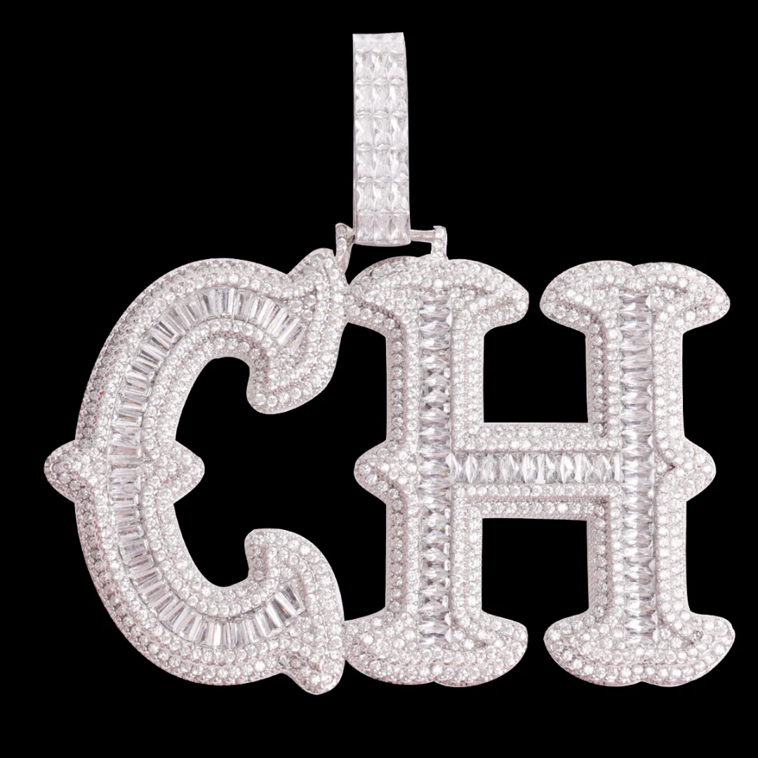 Cursive Two Layers Iced Out Personalized Custom Name Necklace Pendant - Image 2