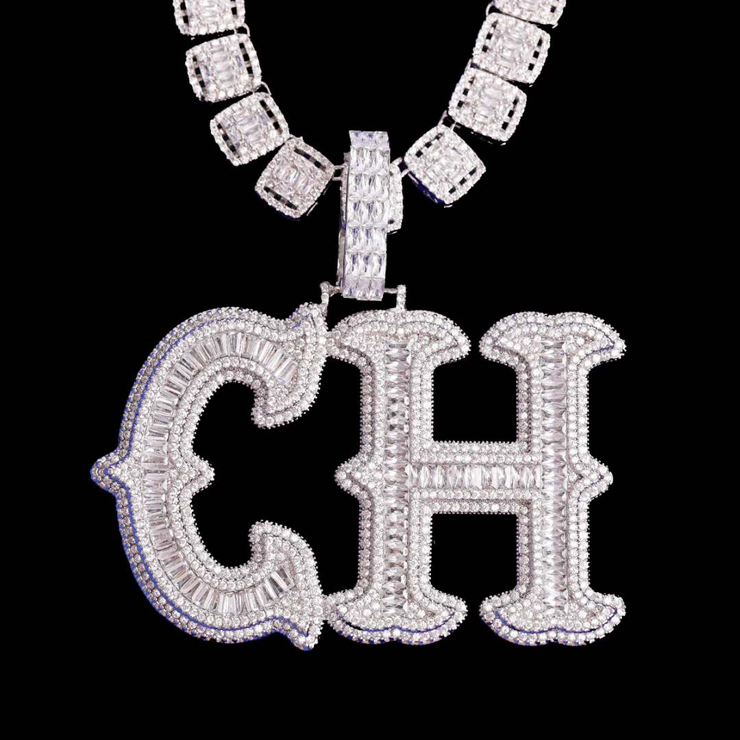 Cursive Two Layers Iced Out Personalized Custom Name Necklace Pendant - Image 3