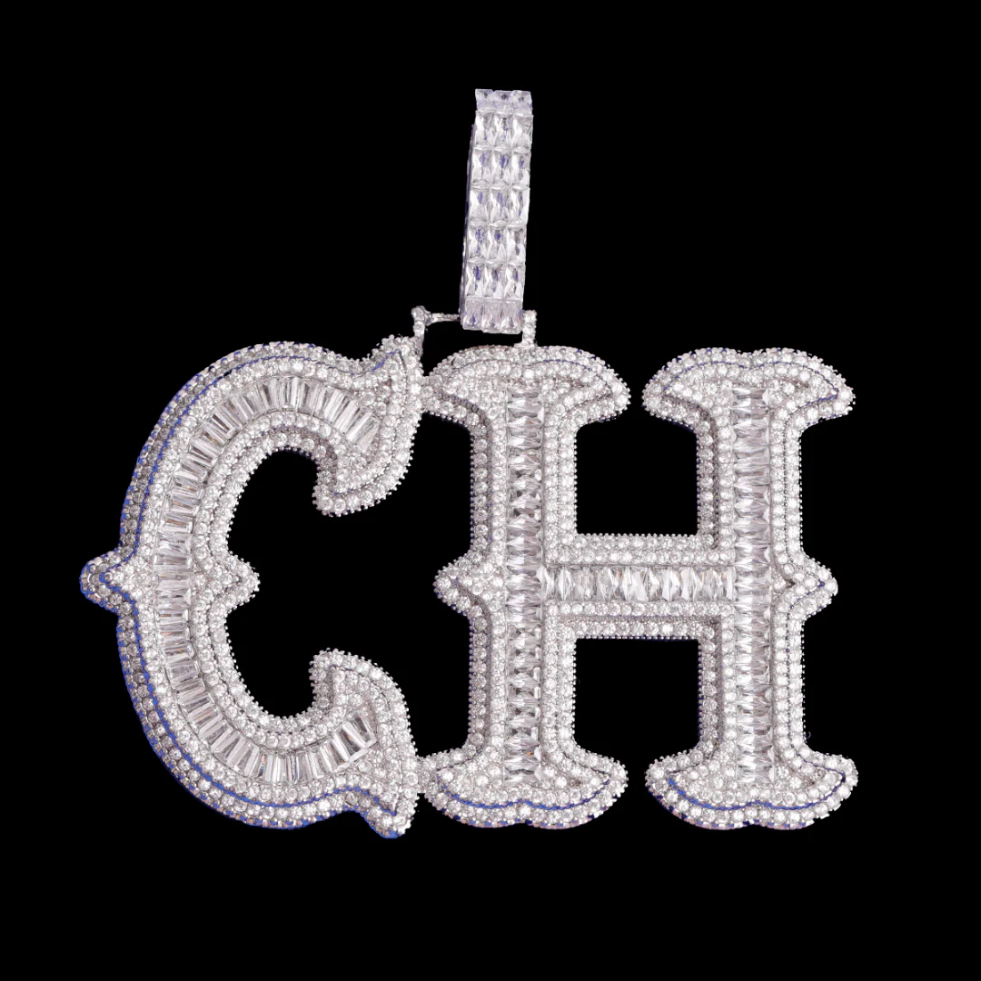 Cursive Two Layers Iced Out Personalized Custom Name Necklace Pendant - Image 4