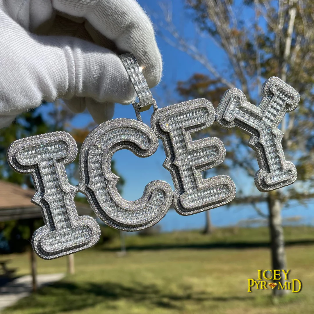 Cursive Two Layers Iced Out Personalized Custom Name Necklace Pendant - Image 7