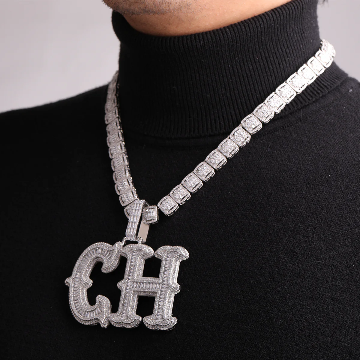 Cursive Two Layers Iced Out Personalized Custom Name Necklace Pendant - Image 8