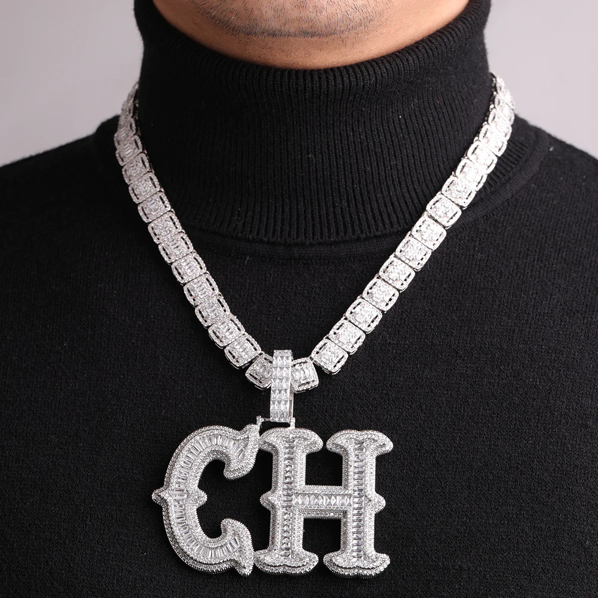 Cursive Two Layers Iced Out Personalized Custom Name Necklace Pendant - Image 9