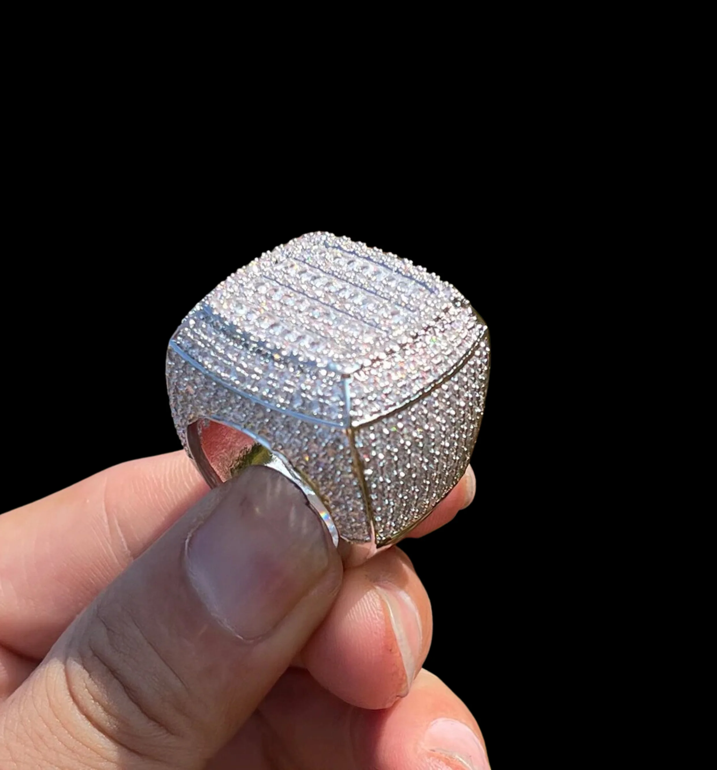 Cushion Prong Baguette Top Iced Out Diamond Ring - Image 2
