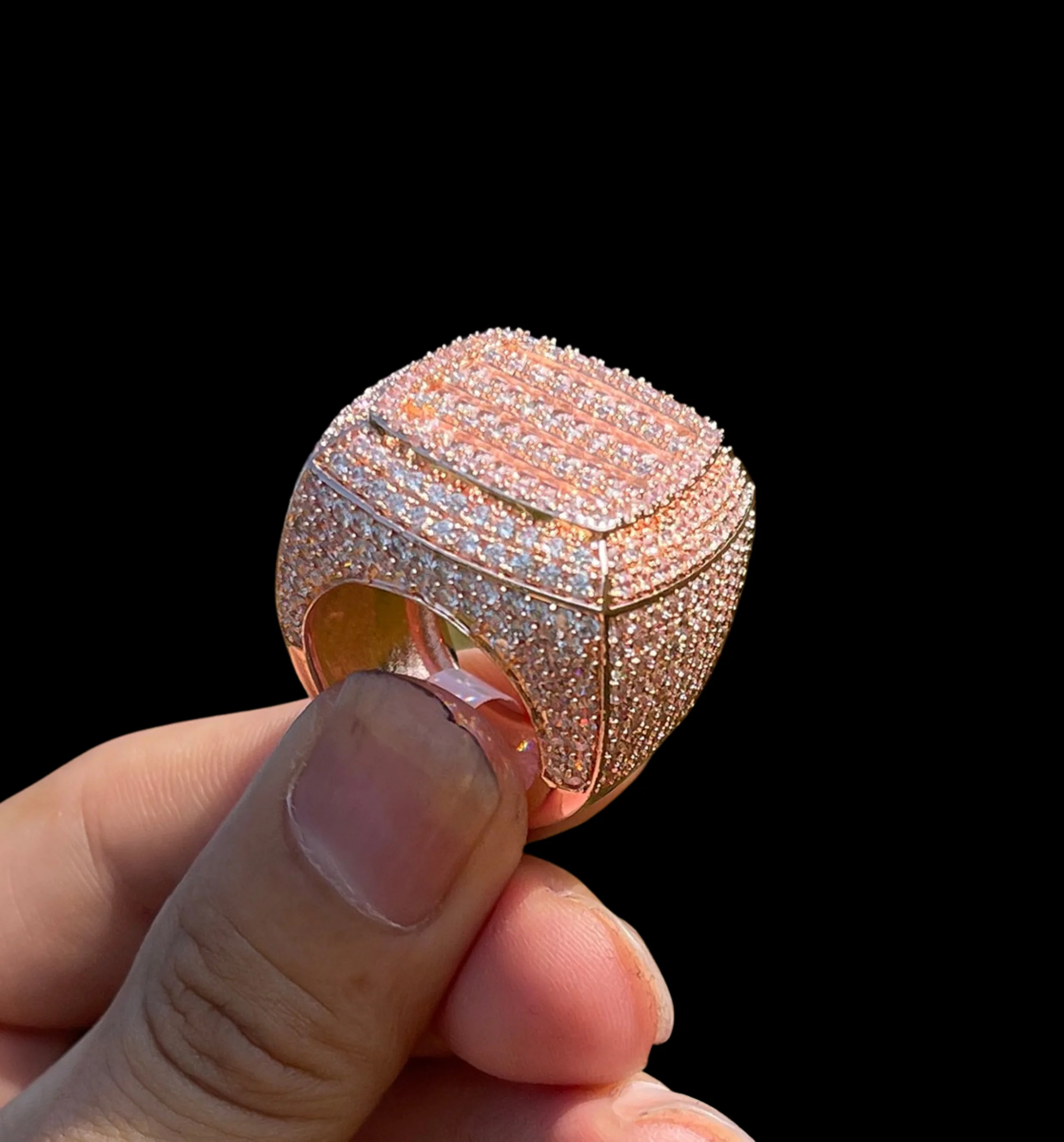Cushion Prong Baguette Top Iced Out Diamond Ring - Image 3